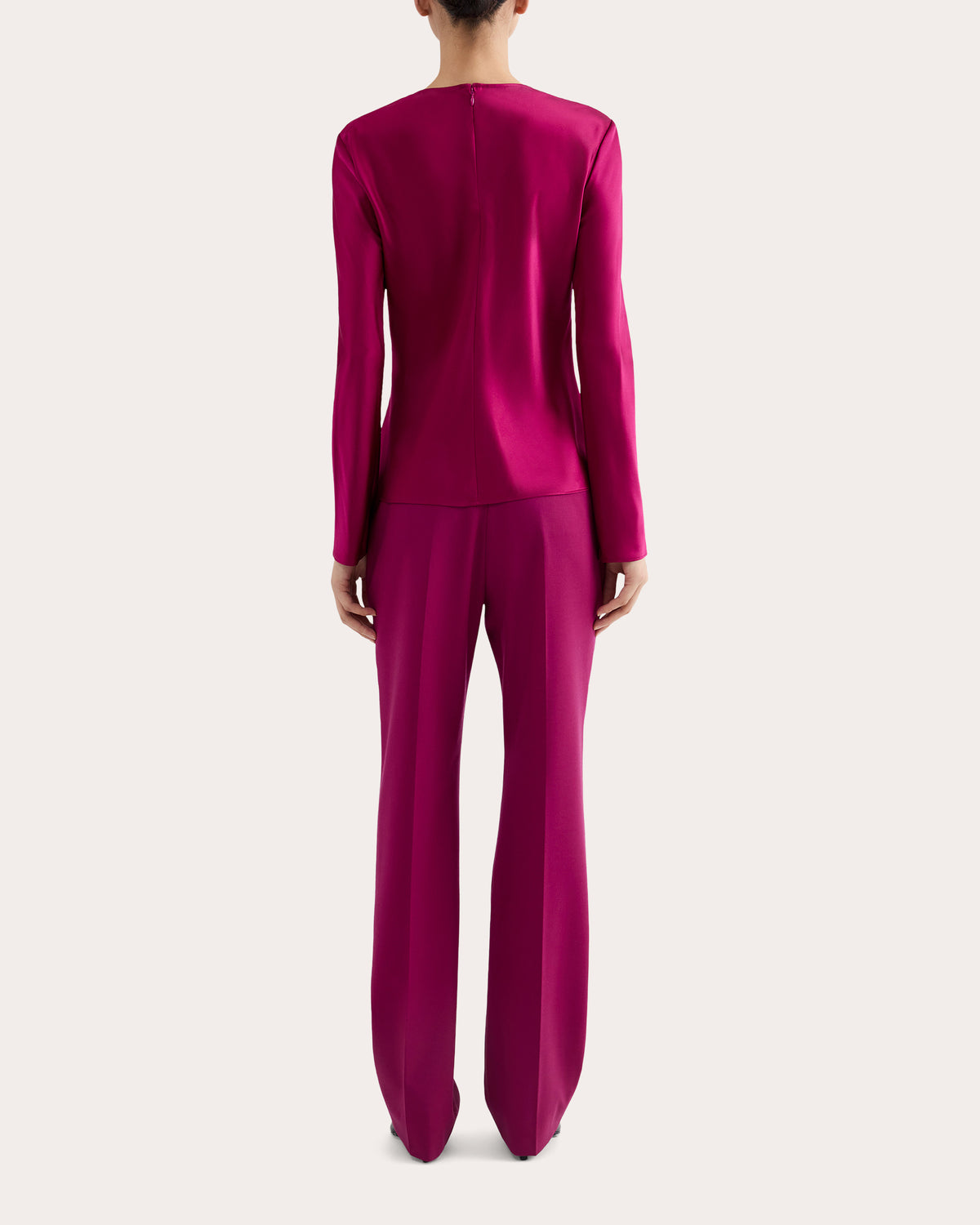 Silk Charmeuse Long-Sleeve Bias Top