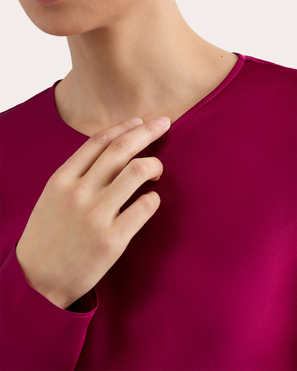 Silk Charmeuse Long-Sleeve Bias Top