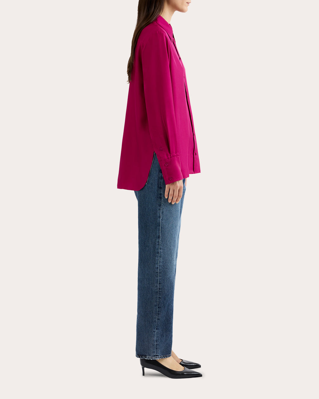 Silk Twill Slim Blouse
