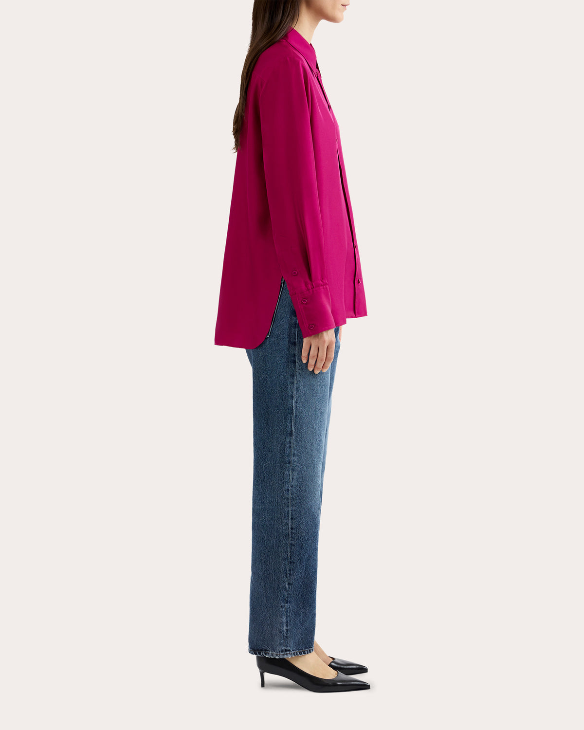 Silk Twill Slim Blouse