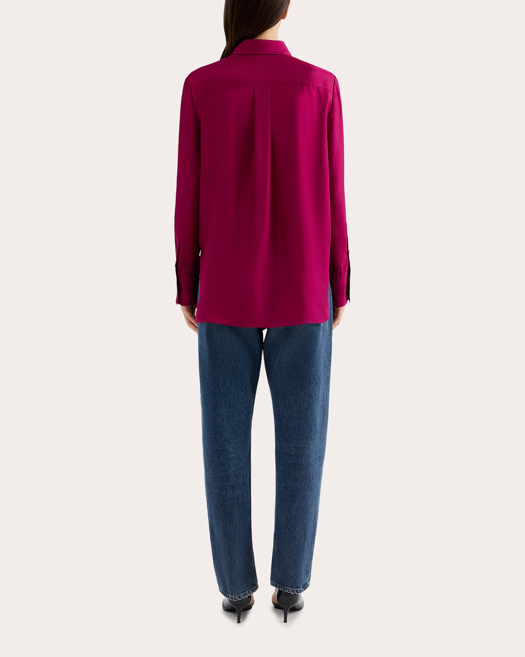 Silk Twill Slim Blouse