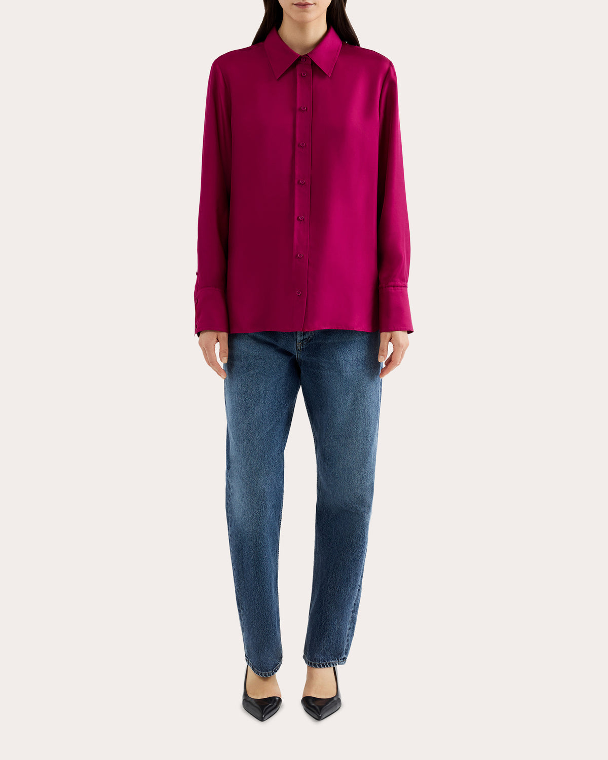 Silk Twill Slim Blouse
