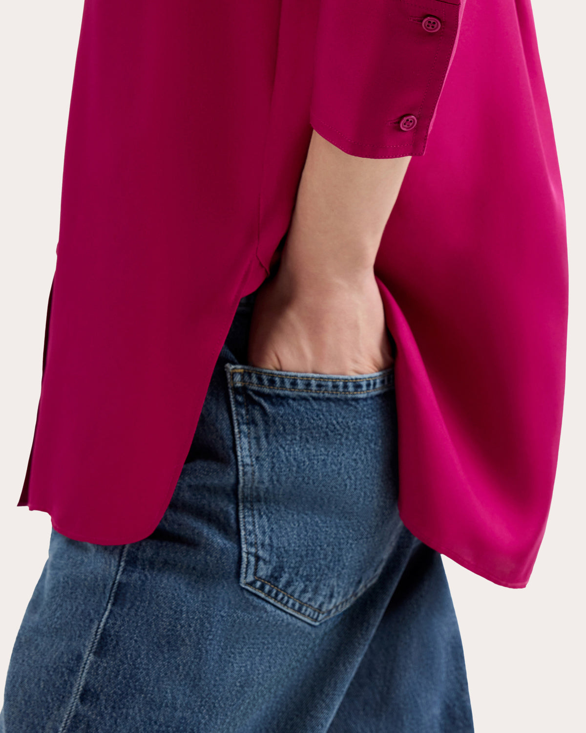 Silk Twill Slim Blouse