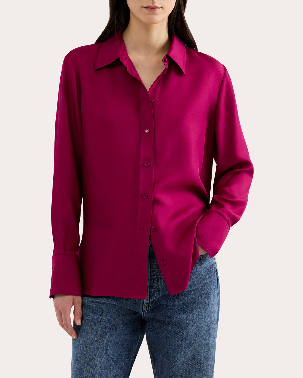 Silk Twill Slim Blouse