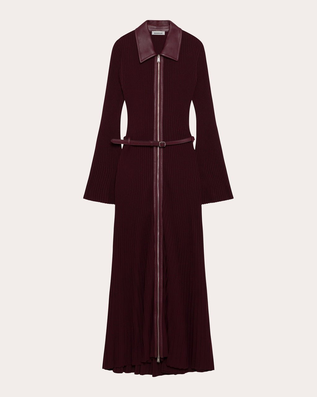 Ismelle Knit Collared Zip-Front Midi Dress