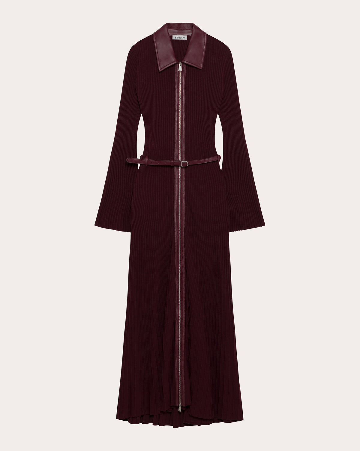 Ismelle Knit Collared Zip-Front Midi Dress