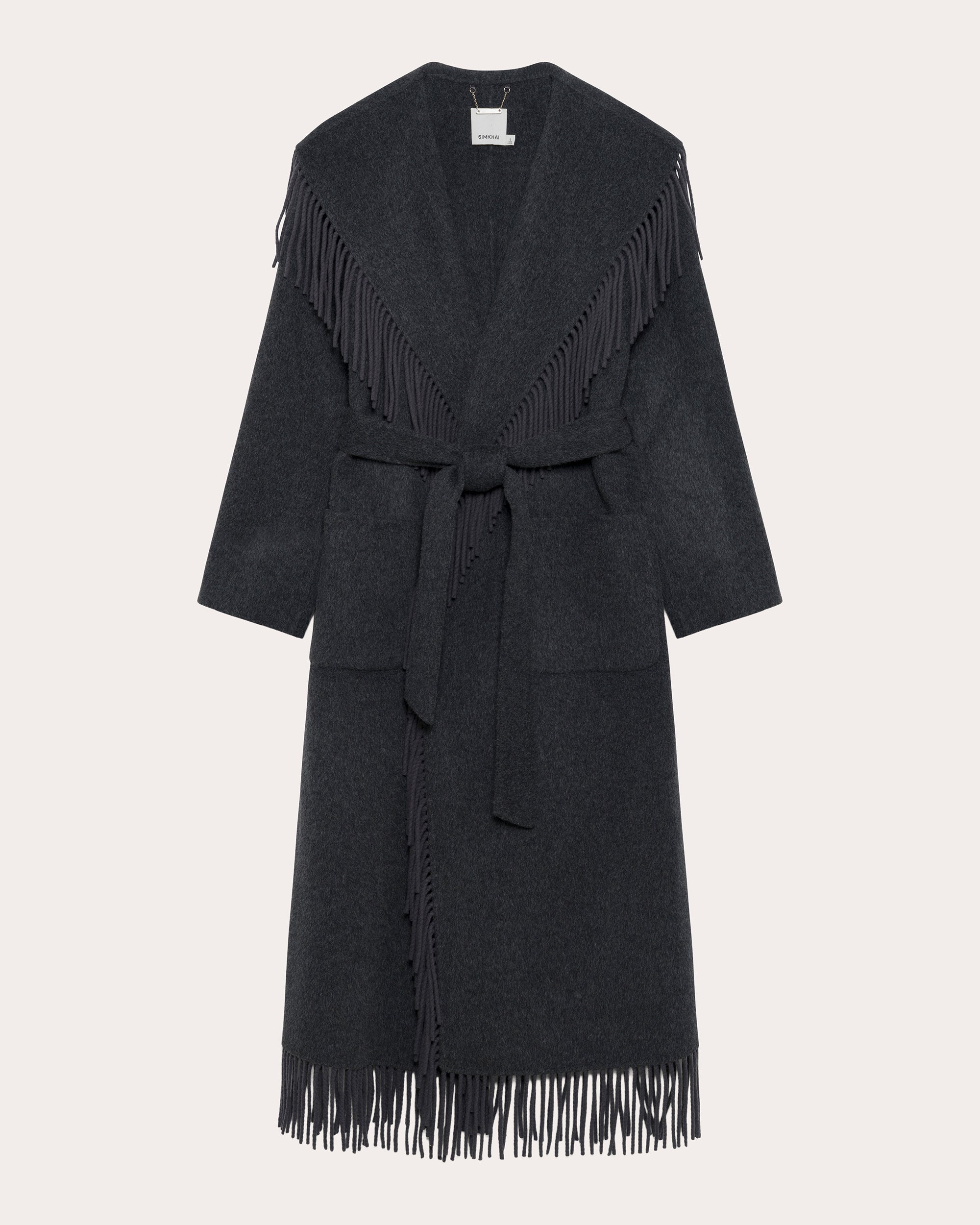 Carrie Fringe Wool Wrap Coat