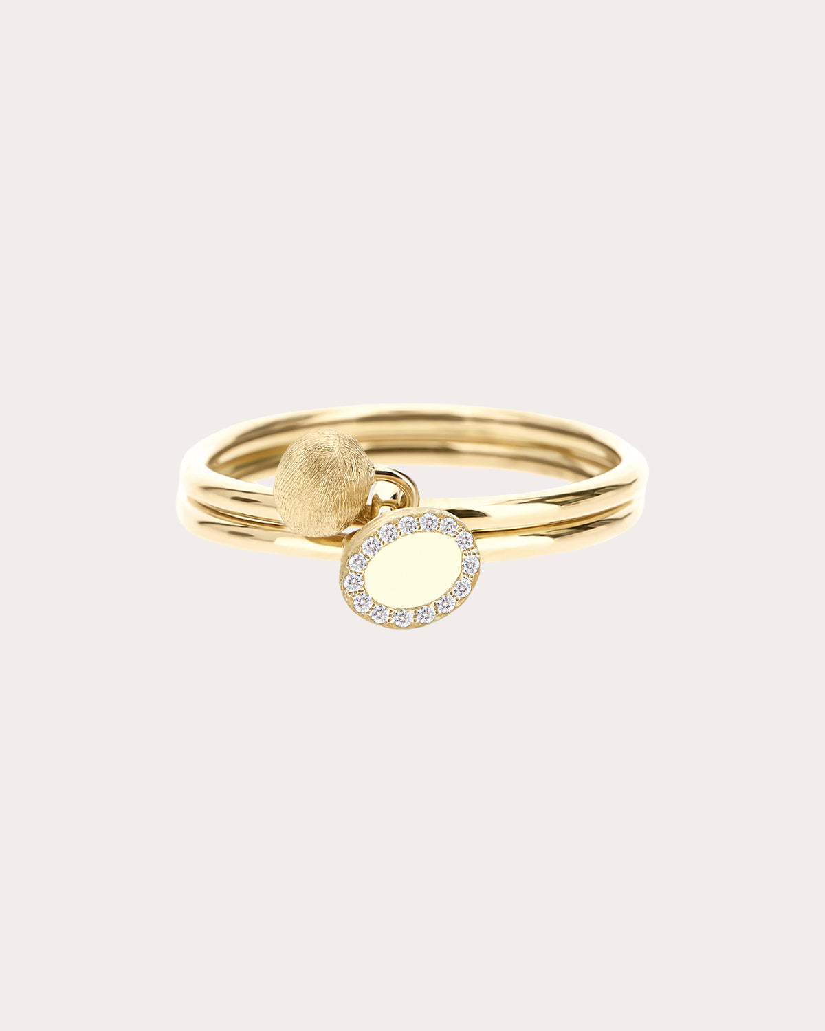 Diamond Halo Boule Double-Band Sway Ring