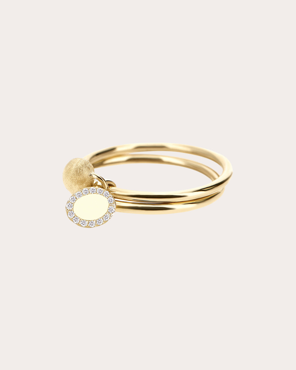 Diamond Halo Boule Double-Band Sway Ring