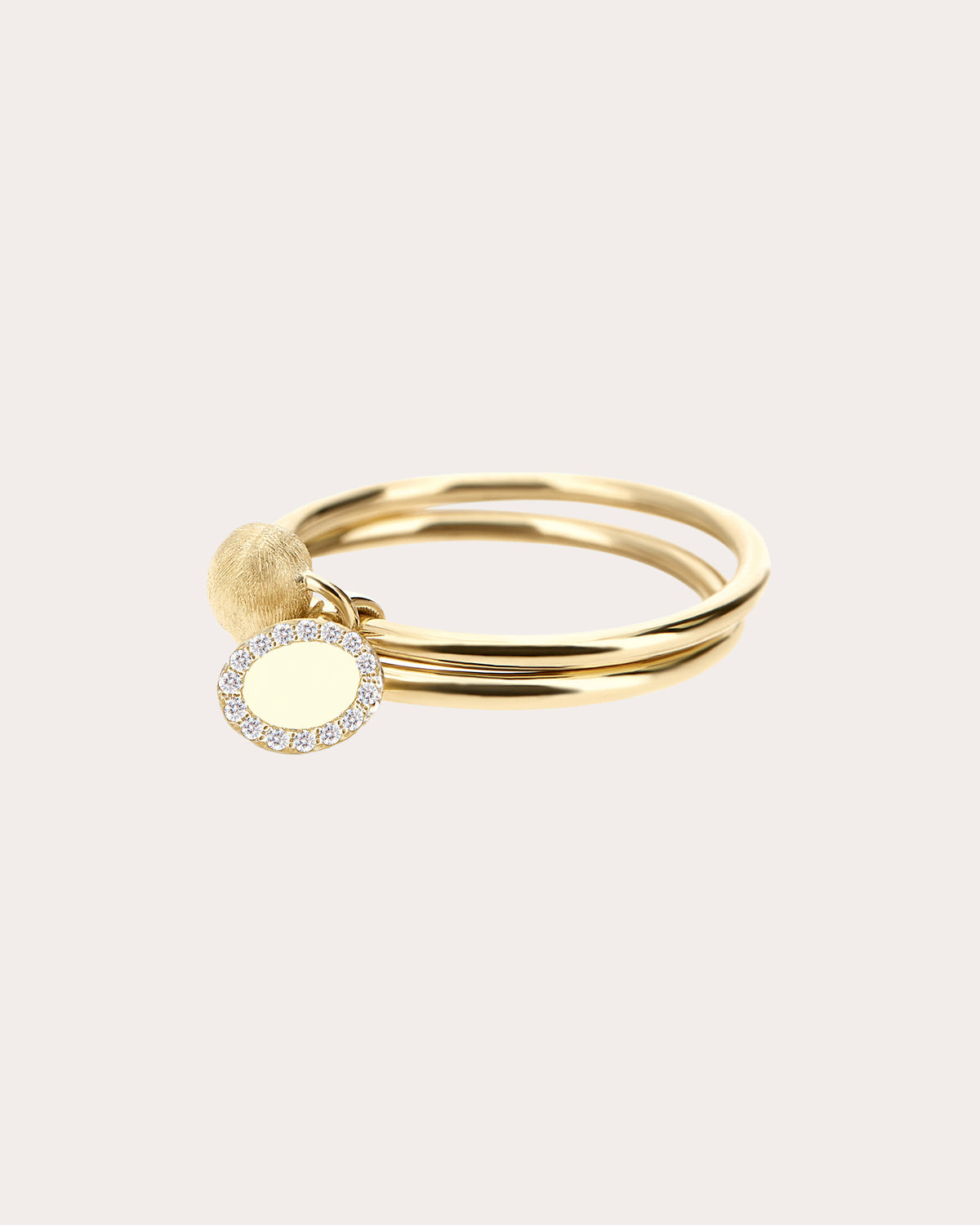 Diamond Halo Boule Double-Band Sway Ring