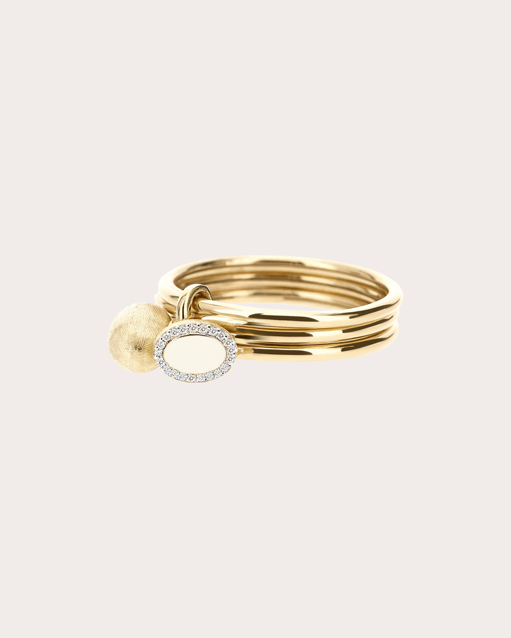 Diamond Halo Boule Triple-Band Sway Ring