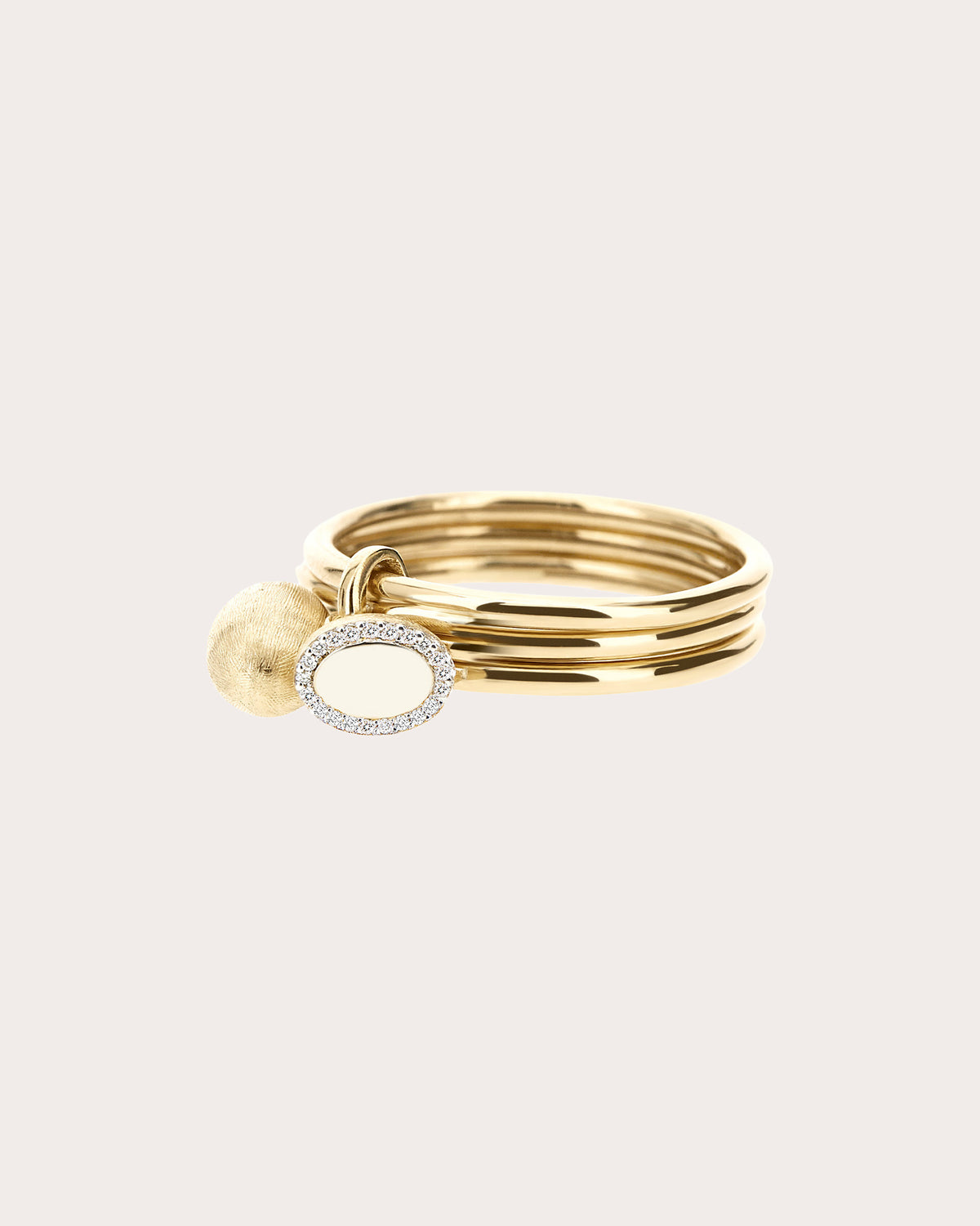 Diamond Halo Boule Triple-Band Sway Ring
