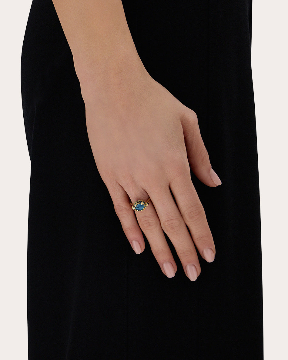 Reversible Rings Sapphire & Blue Topaz 18k Gold Reversible Ring | Olivela