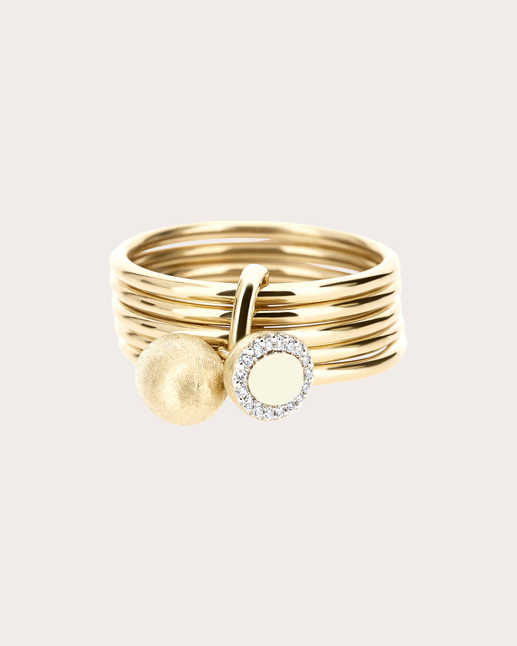 Diamond Halo Boule Five-Band Sway Ring