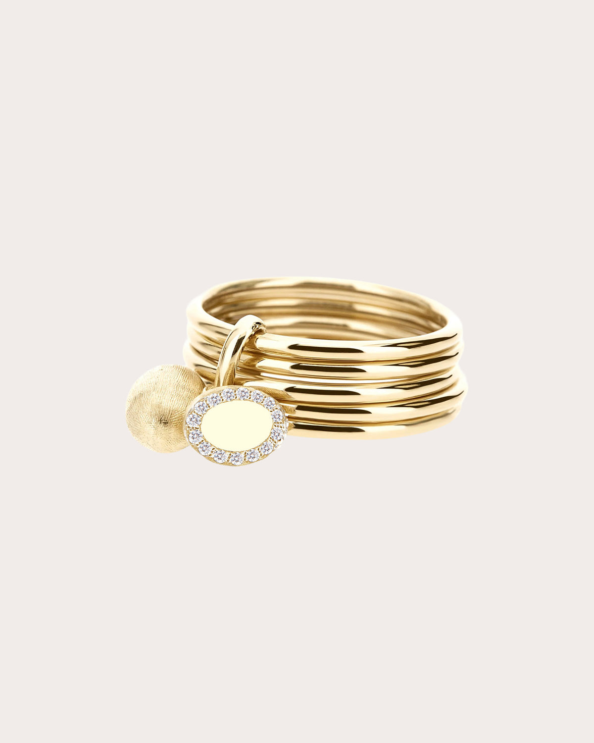 Diamond Halo Boule Five-Band Sway Ring