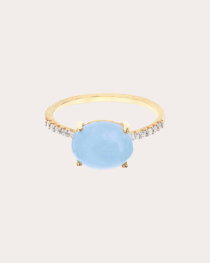 Diamond & Aquamarine 18k Gold Azure Stackable Ring