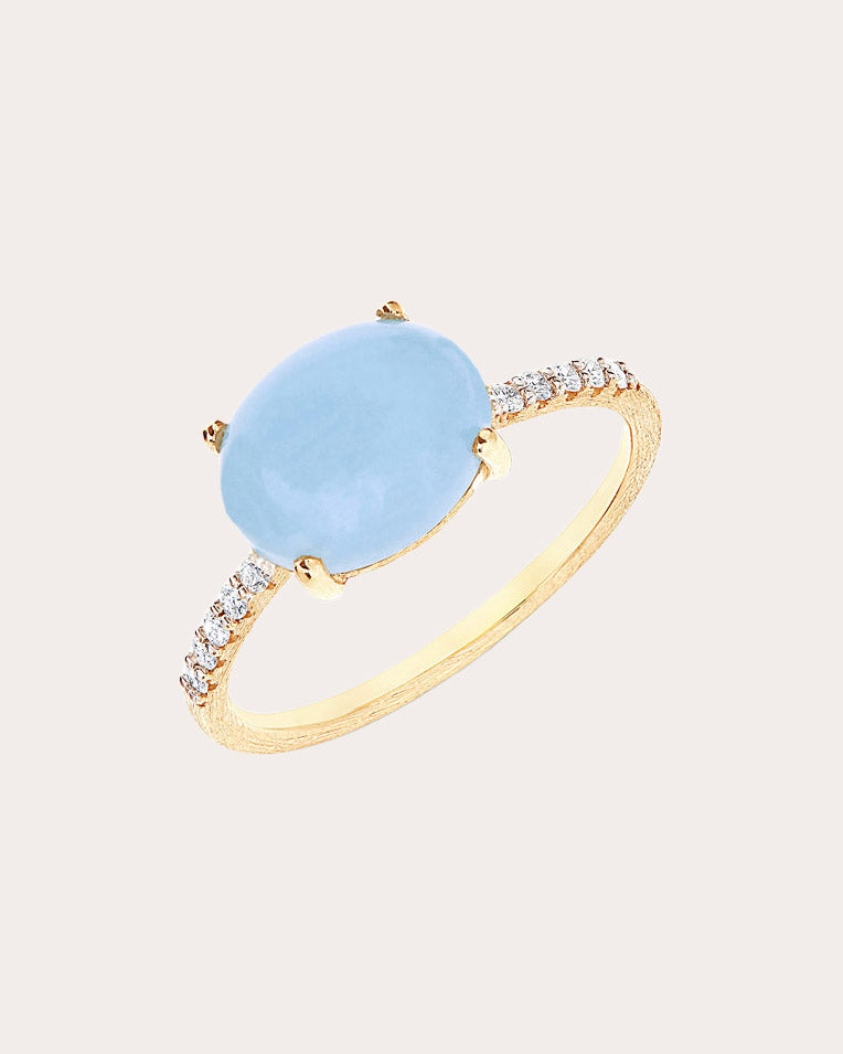 Diamond & Aquamarine 18k Gold Azure Stackable Ring