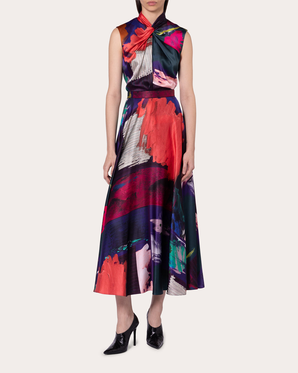 Ava Abstract Silk Gathered Knot Top