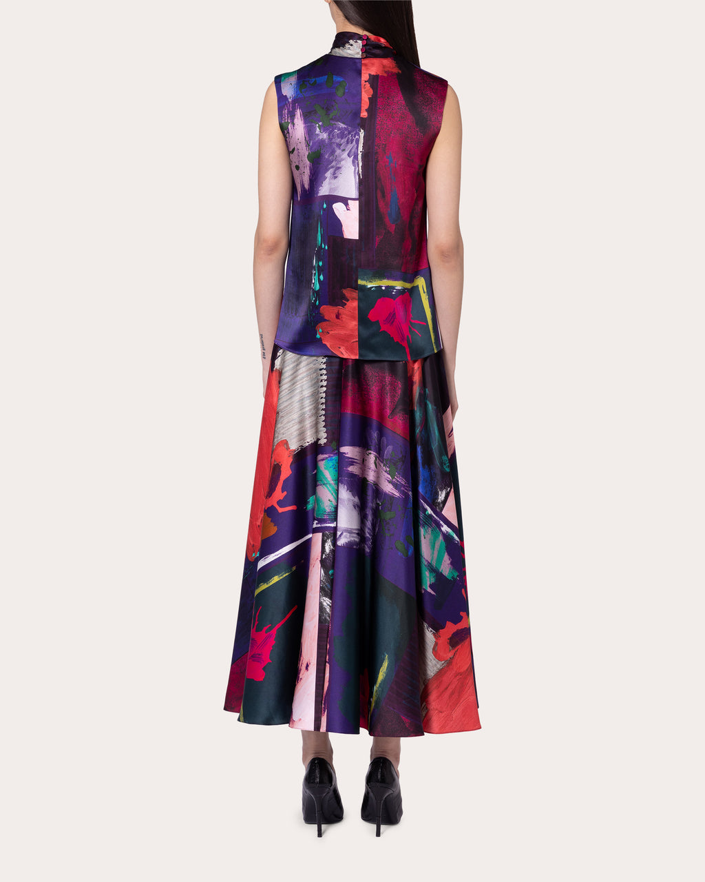 Ava Abstract Silk Gathered Knot Top