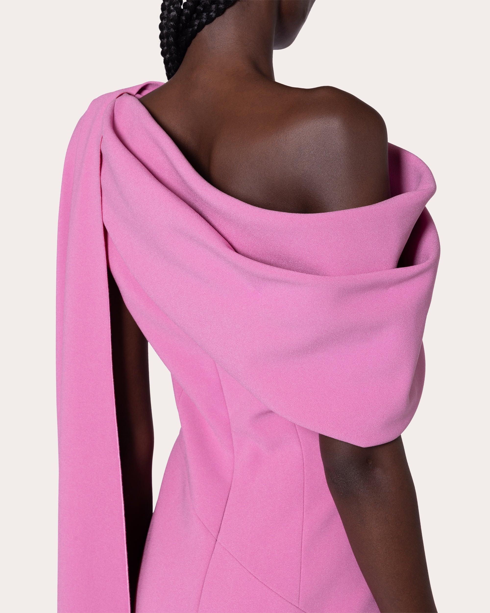 Maite Asymmetric Cape Effect Crepe Midi Dress | Olivela