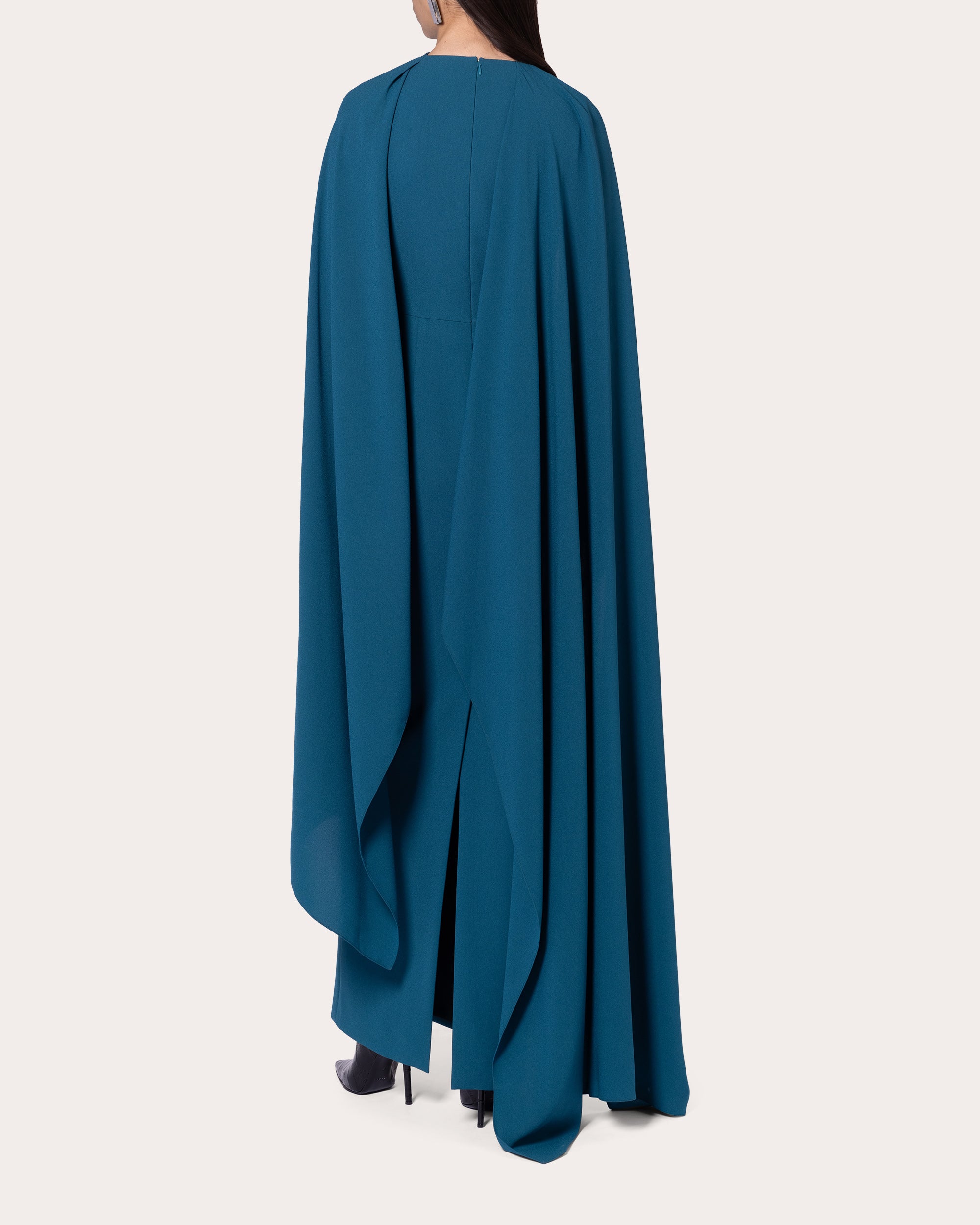 Deena Crepe Asymmetric Cape Maxi Dress | Olivela Deena Crepe Asymmetric Cape Maxi Dress | Olivela