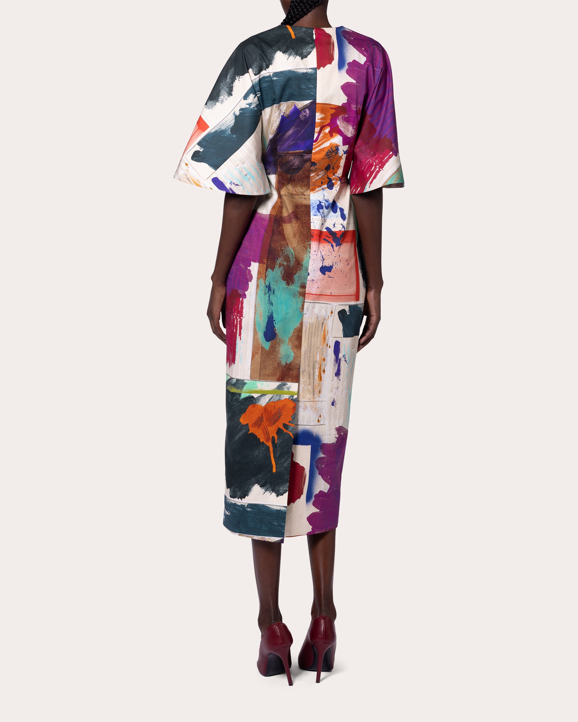 Falah Abstract Cotton Midi Sheath Dress