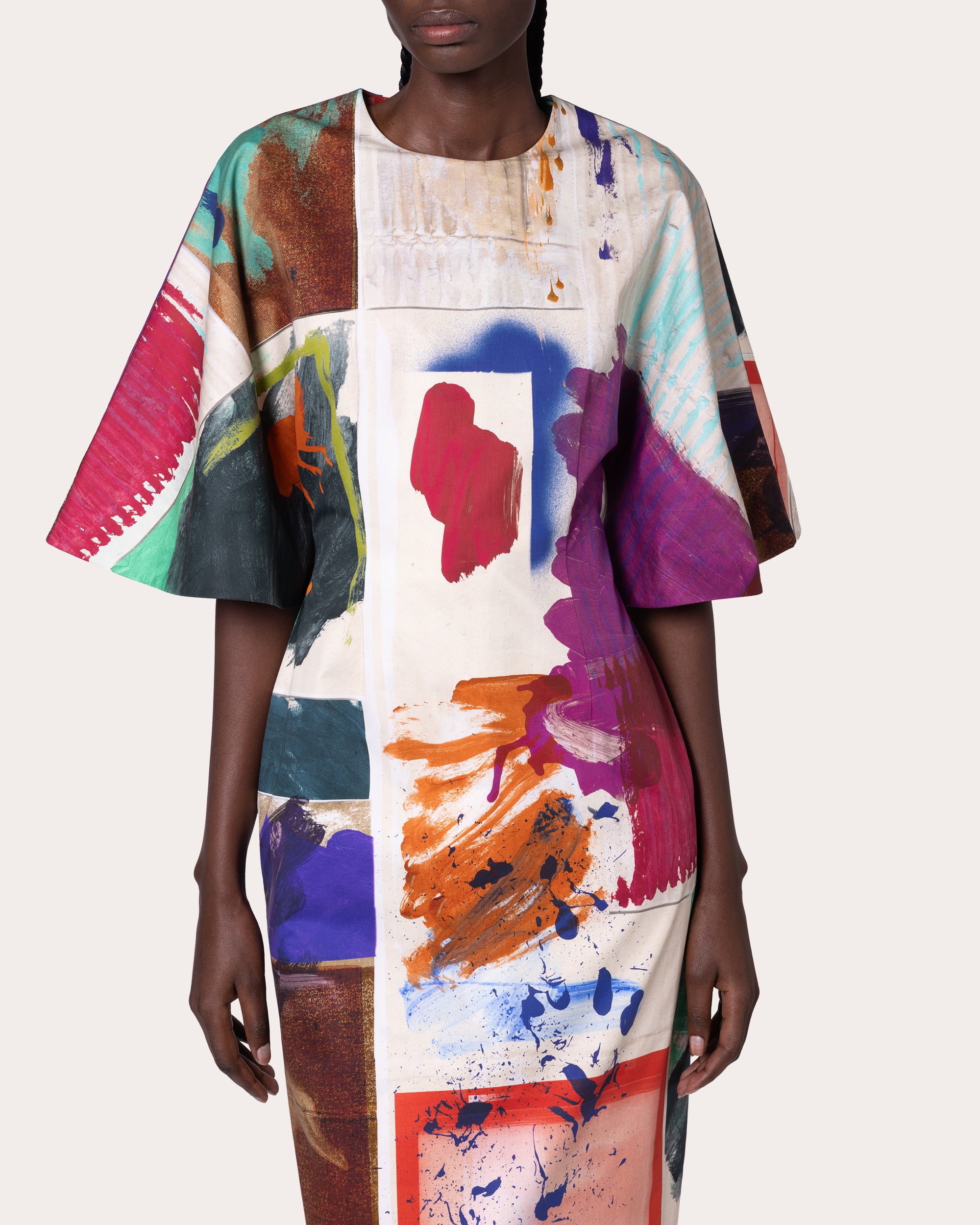 Falah Abstract Cotton Midi Sheath Dress