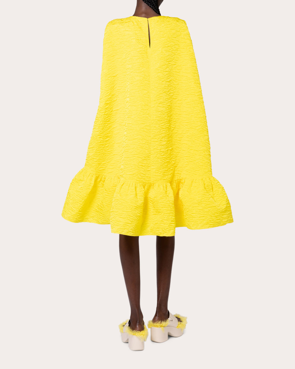 Elia Cloque Ruffle Cape Dress