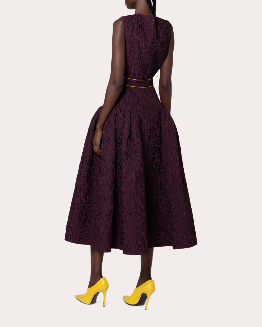 Aya Gathered Cloqué Midi Dress