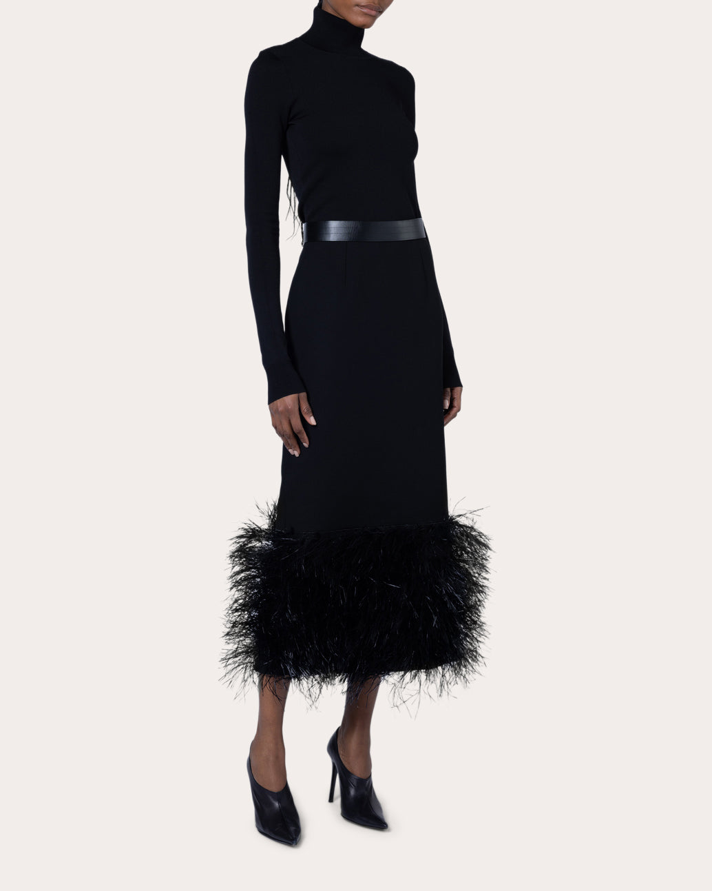 Zari Wool Raffia Fringe Midi Skirt