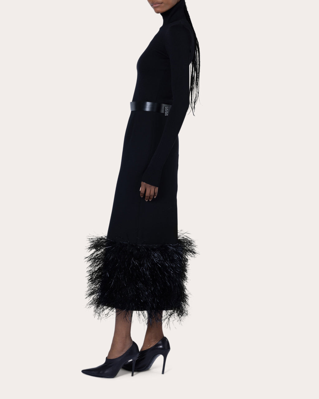 Zari Wool Raffia Fringe Midi Skirt