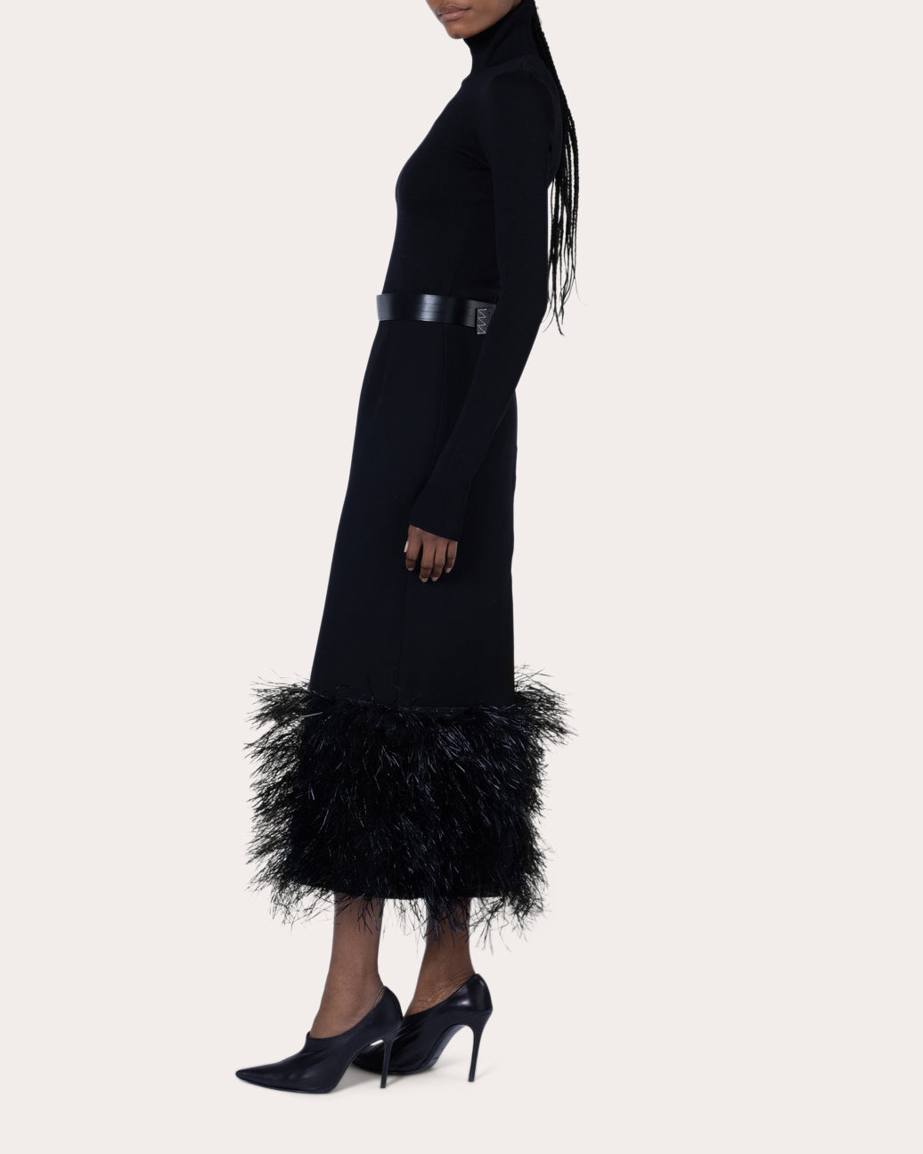 Zari Wool Raffia Fringe Midi Skirt