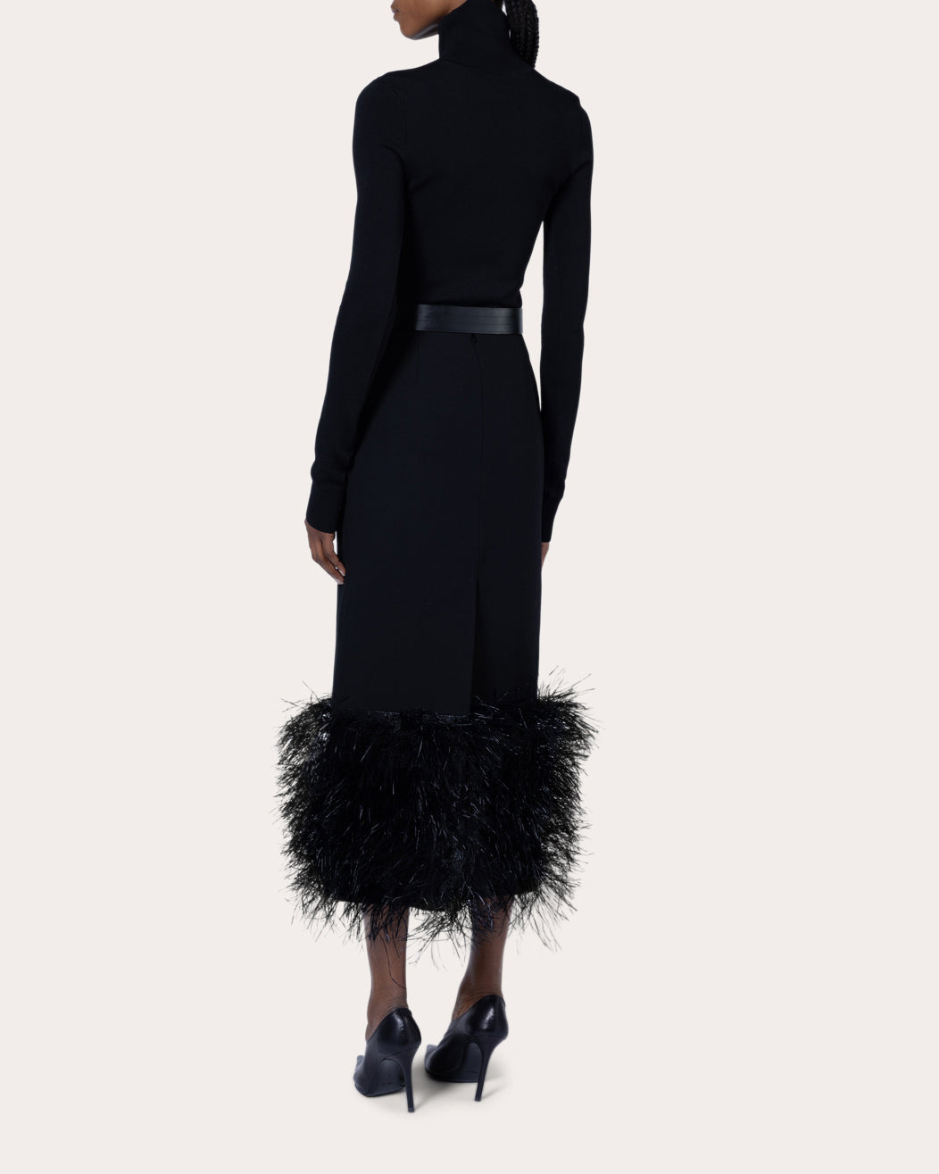 Zari Wool Raffia Fringe Midi Skirt
