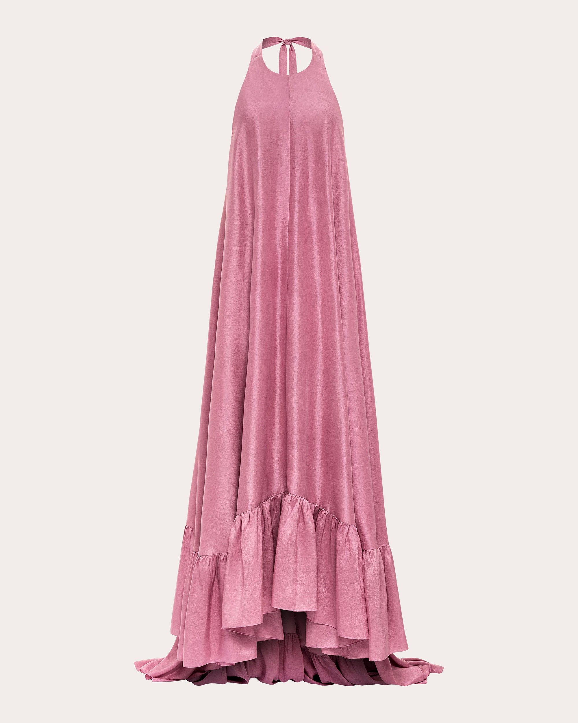 Sadie Tiered Halterneck Silk Gown