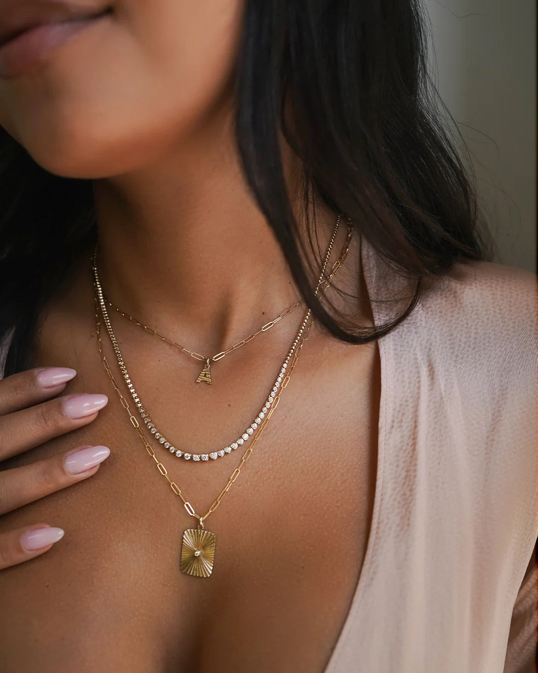 14K Gold Fluted Initial Pendant