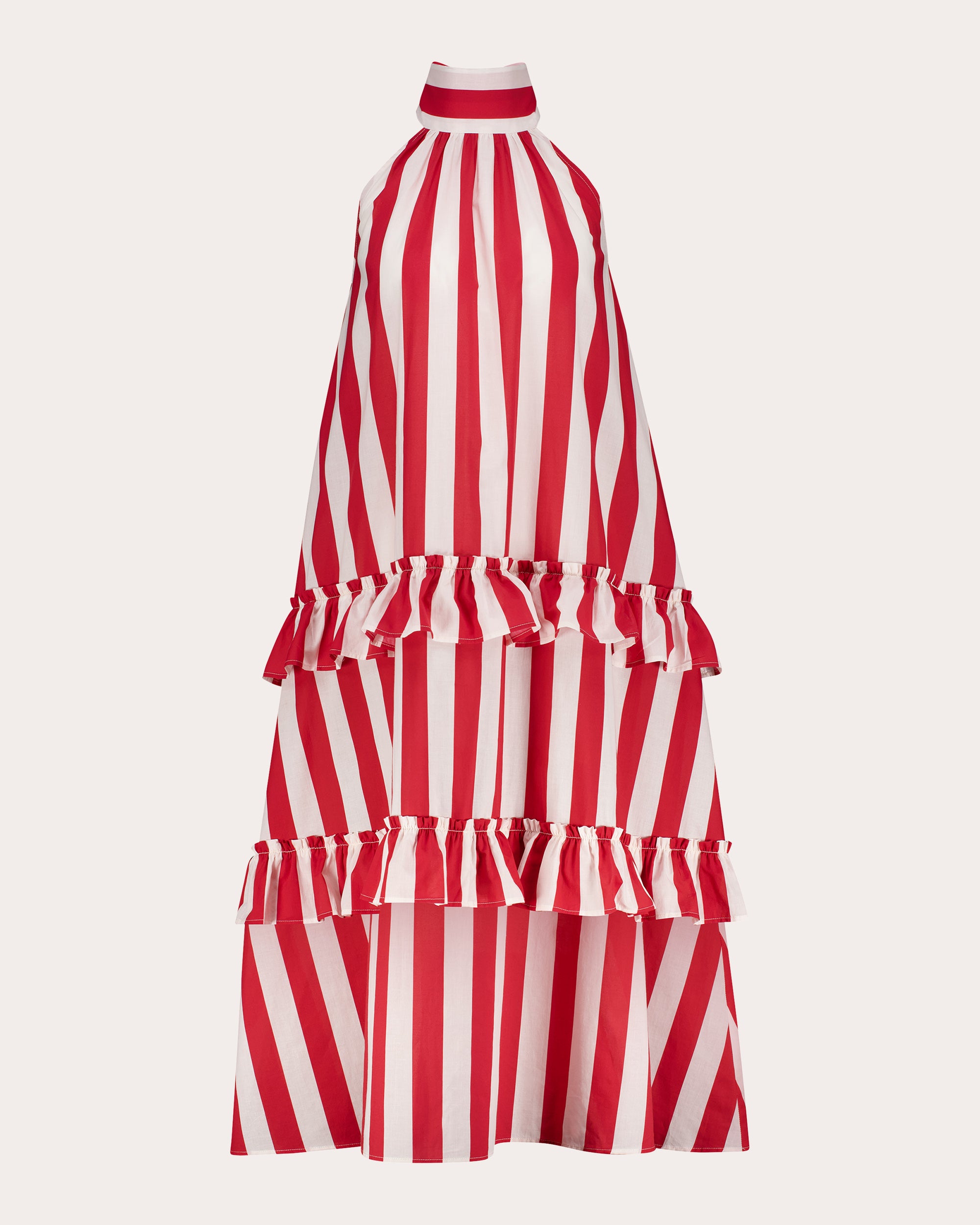 Adriana Stripe Cotton Tiered Maxi Dress