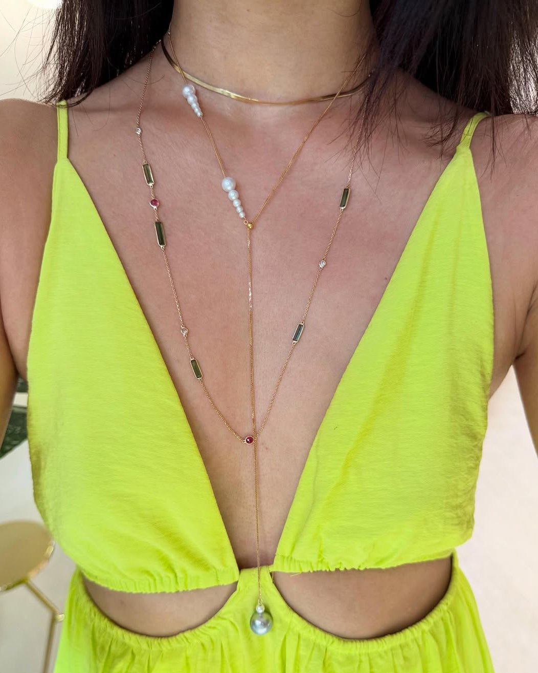 Akoya & Tahitian Pearl 18k Gold Lariat Necklace