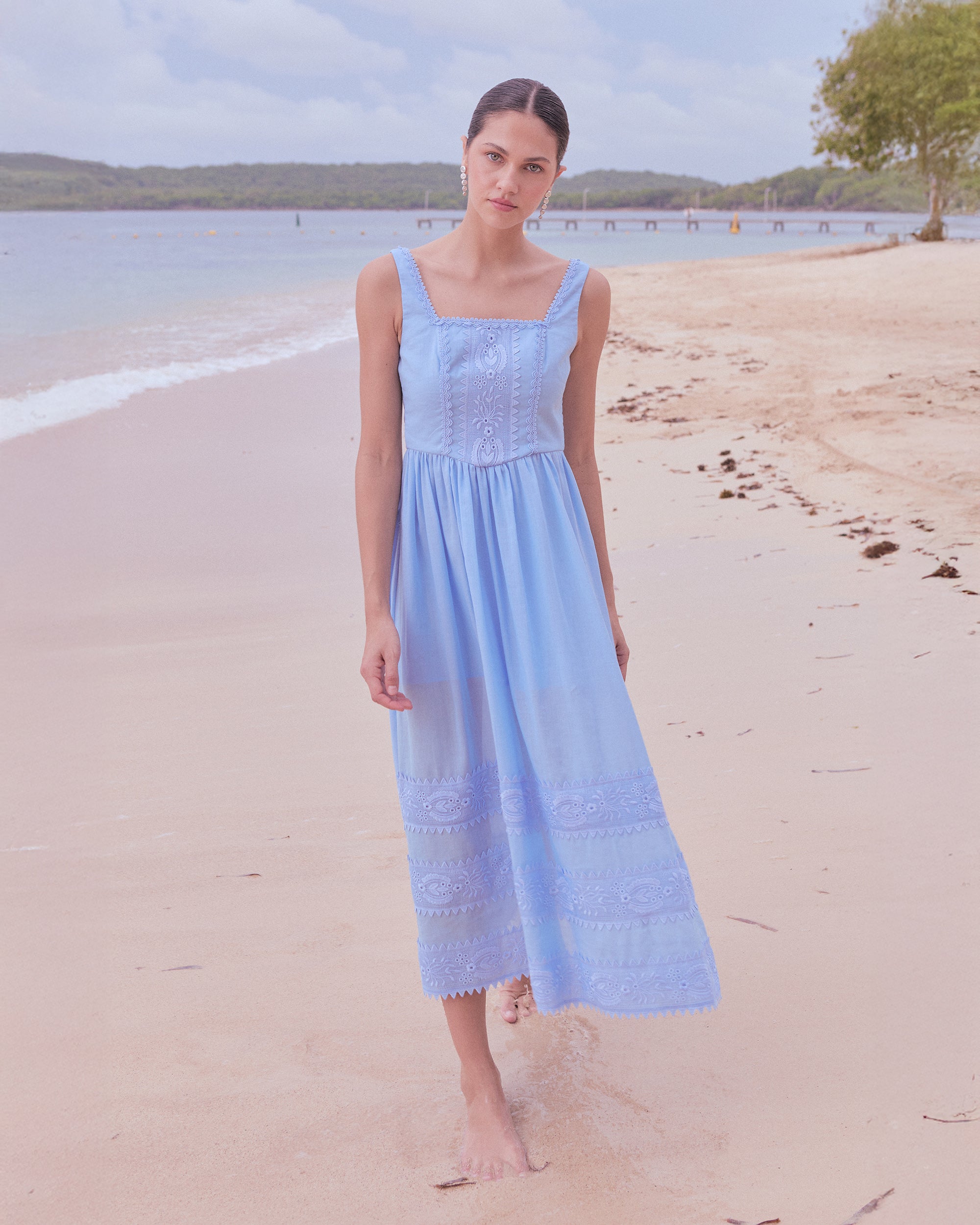 cotton corset midi dress TFNC cotton corset detail cami midi dress in white
