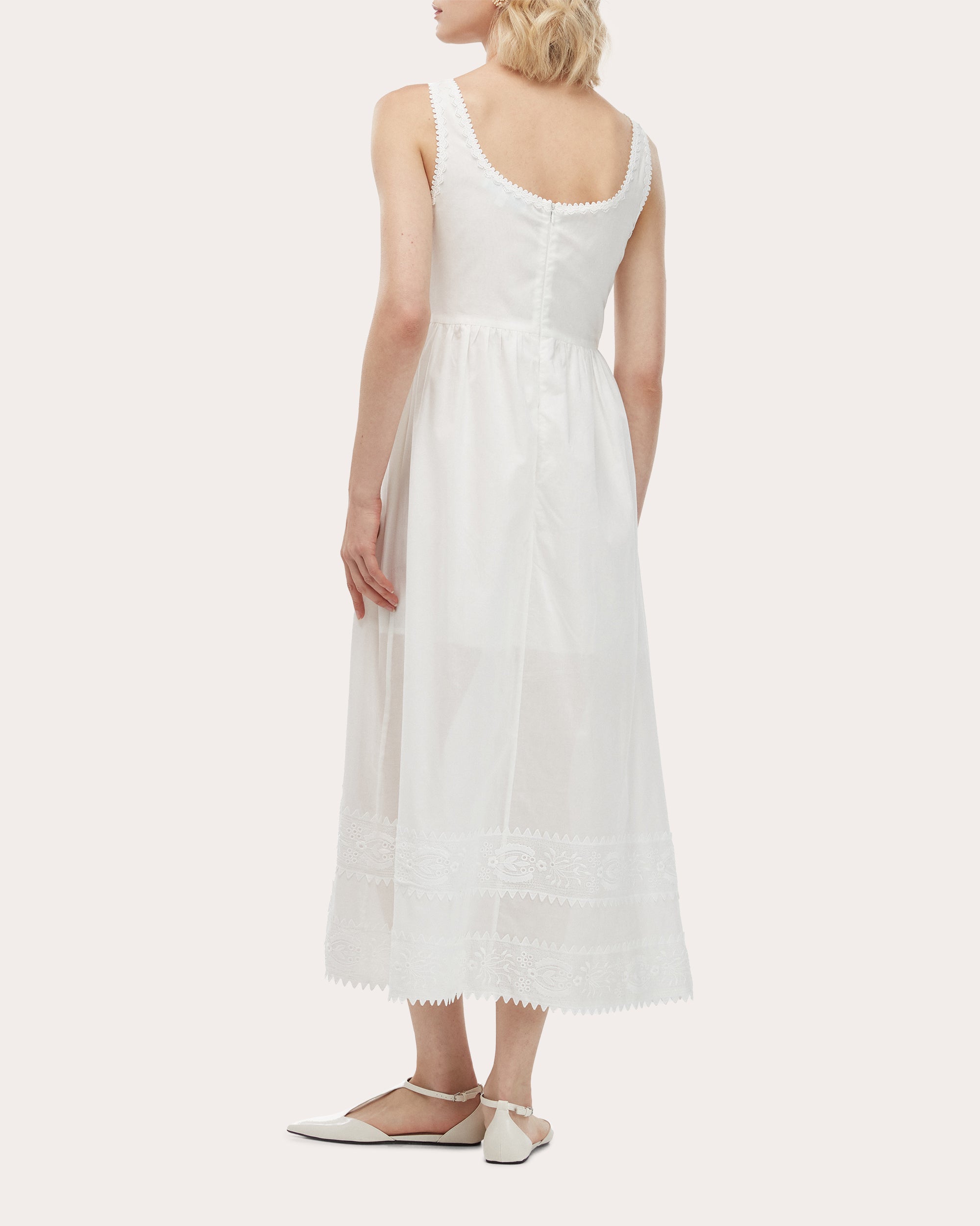 Alba Embroidered Cotton Corset Midi Dress