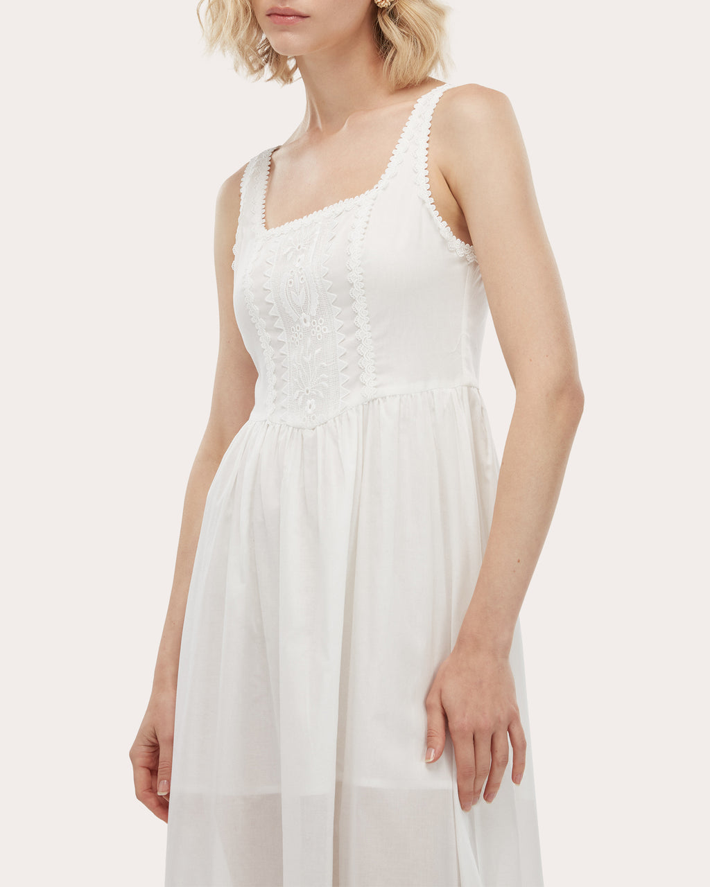 Alba Embroidered Cotton Corset Midi Dress