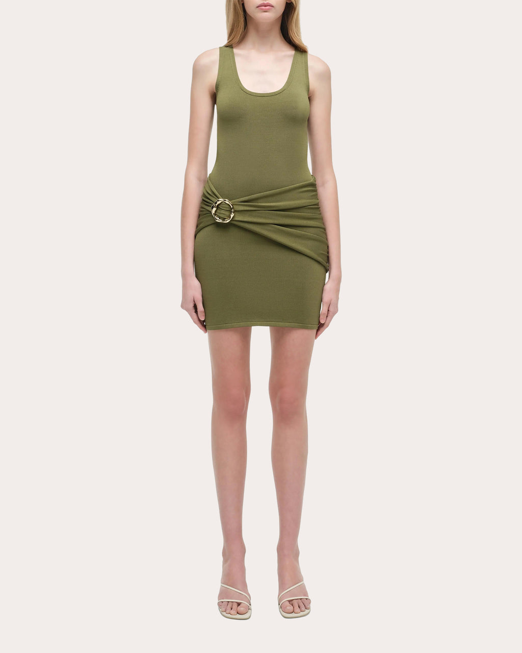 Alivia Gathered Knit Hardware Mini Dress