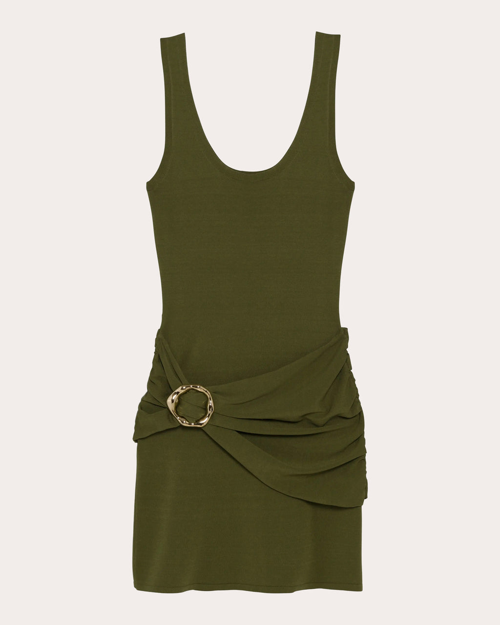 Alivia Gathered Knit Hardware Mini Dress