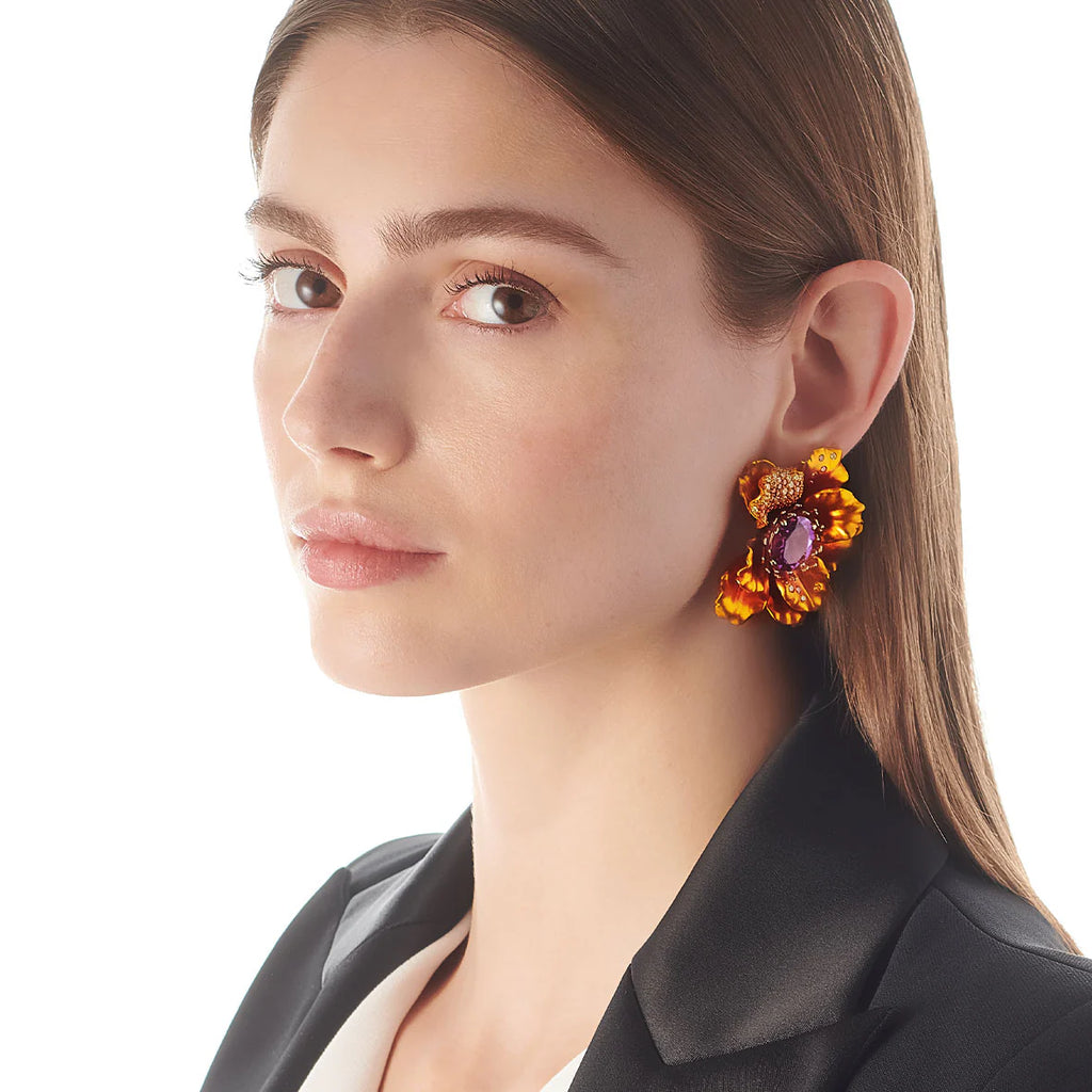 Magma Aluminum and 18K Gold Vermeil Lab-Grown Multi-Stone Poppy Earrings
