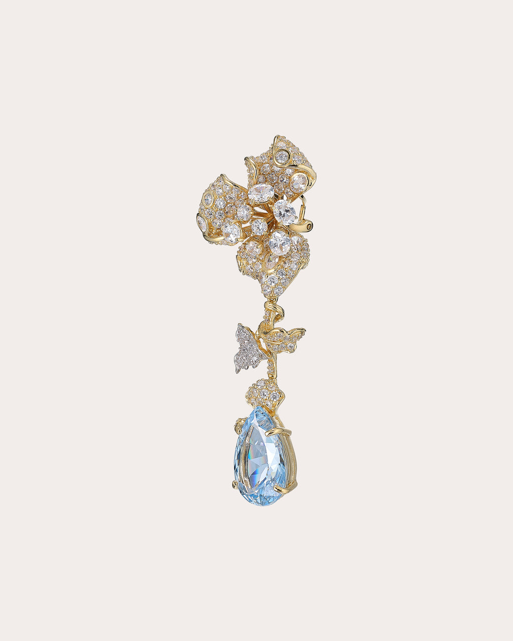 Aquamarine Orchid Detachable Drop Earrings