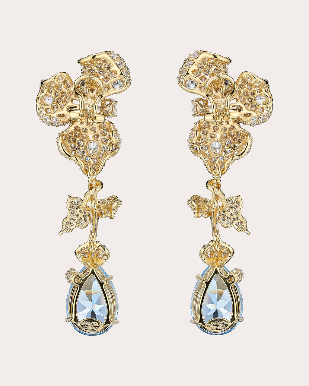 Aquamarine Orchid Detachable Drop Earrings