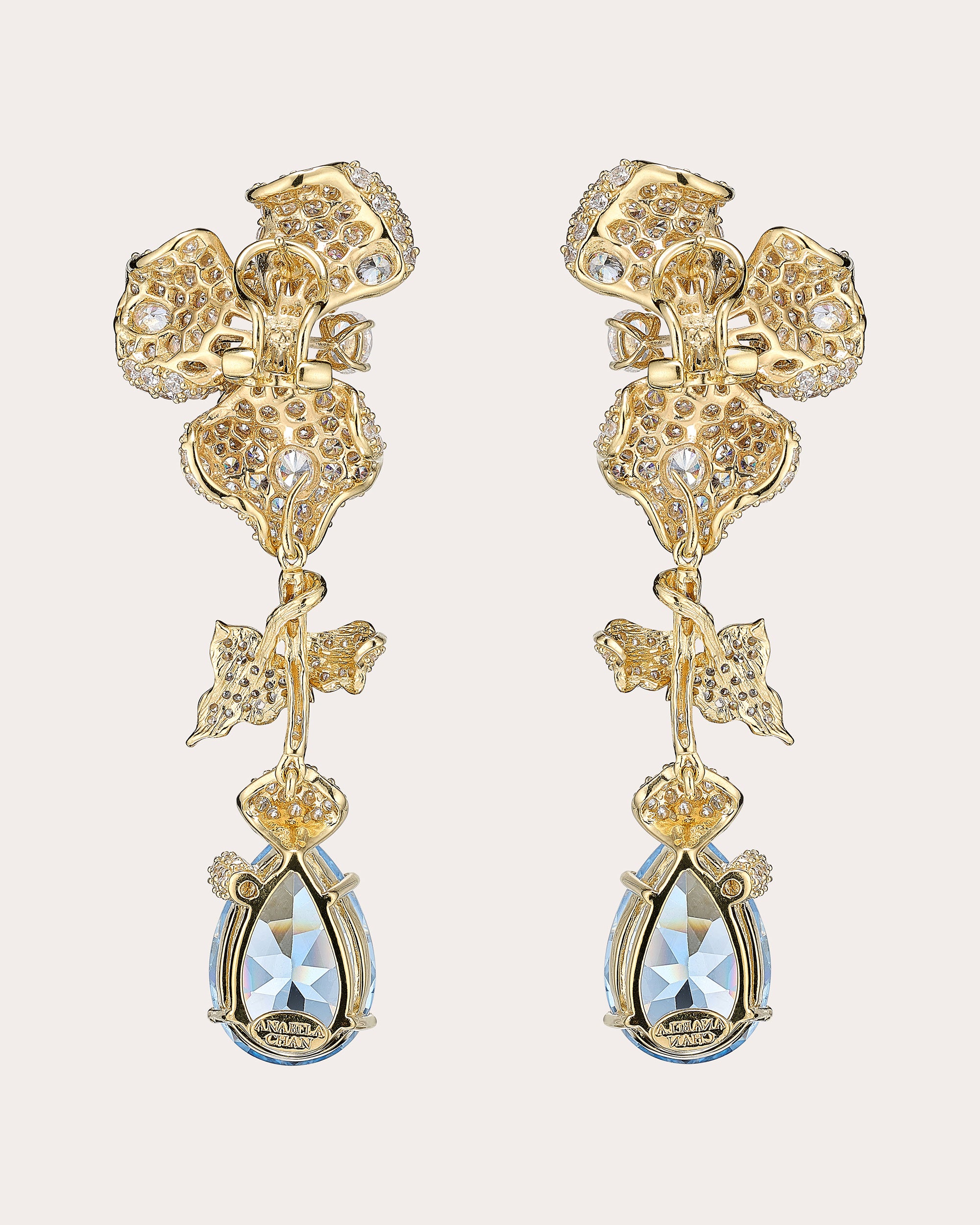 Aquamarine Orchid Detachable Drop Earrings