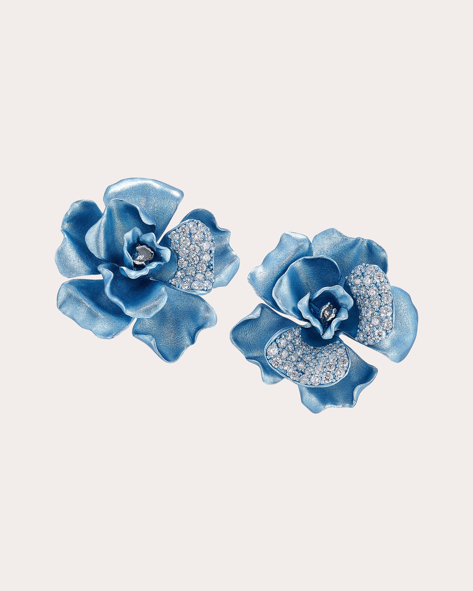 Aqua Camelia Stud Earrings