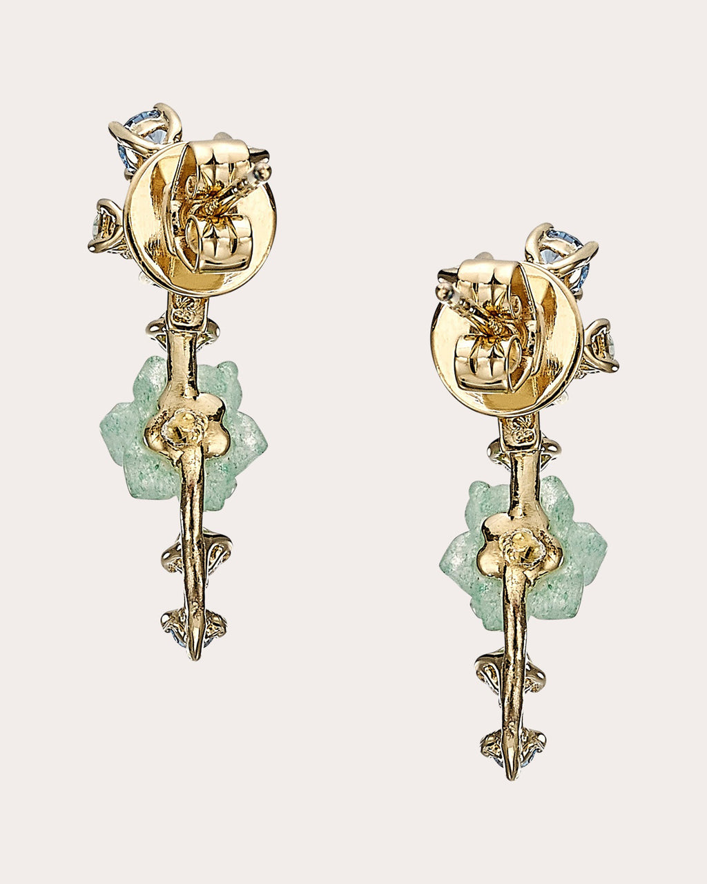 Diamond & Blue Opal Floral Ear Climbers