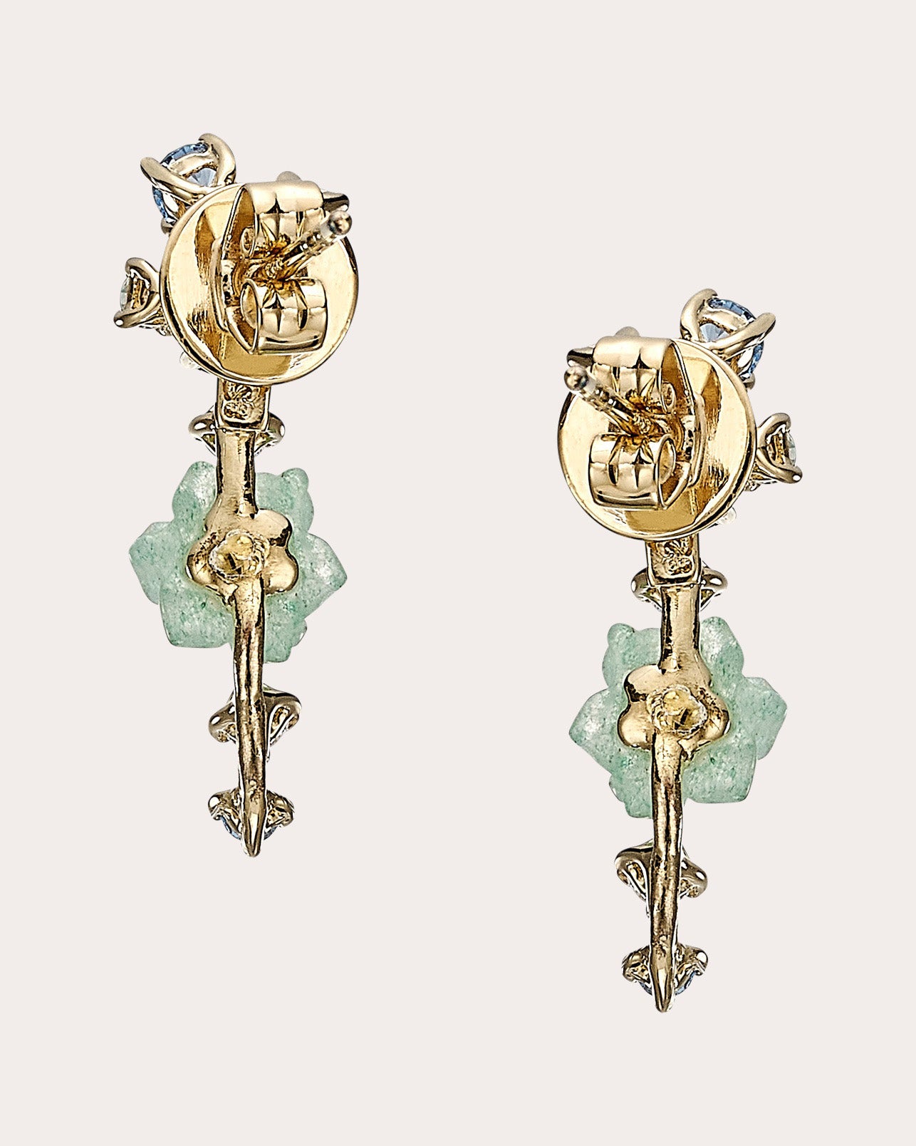 Diamond & Blue Opal Floral Ear Climbers