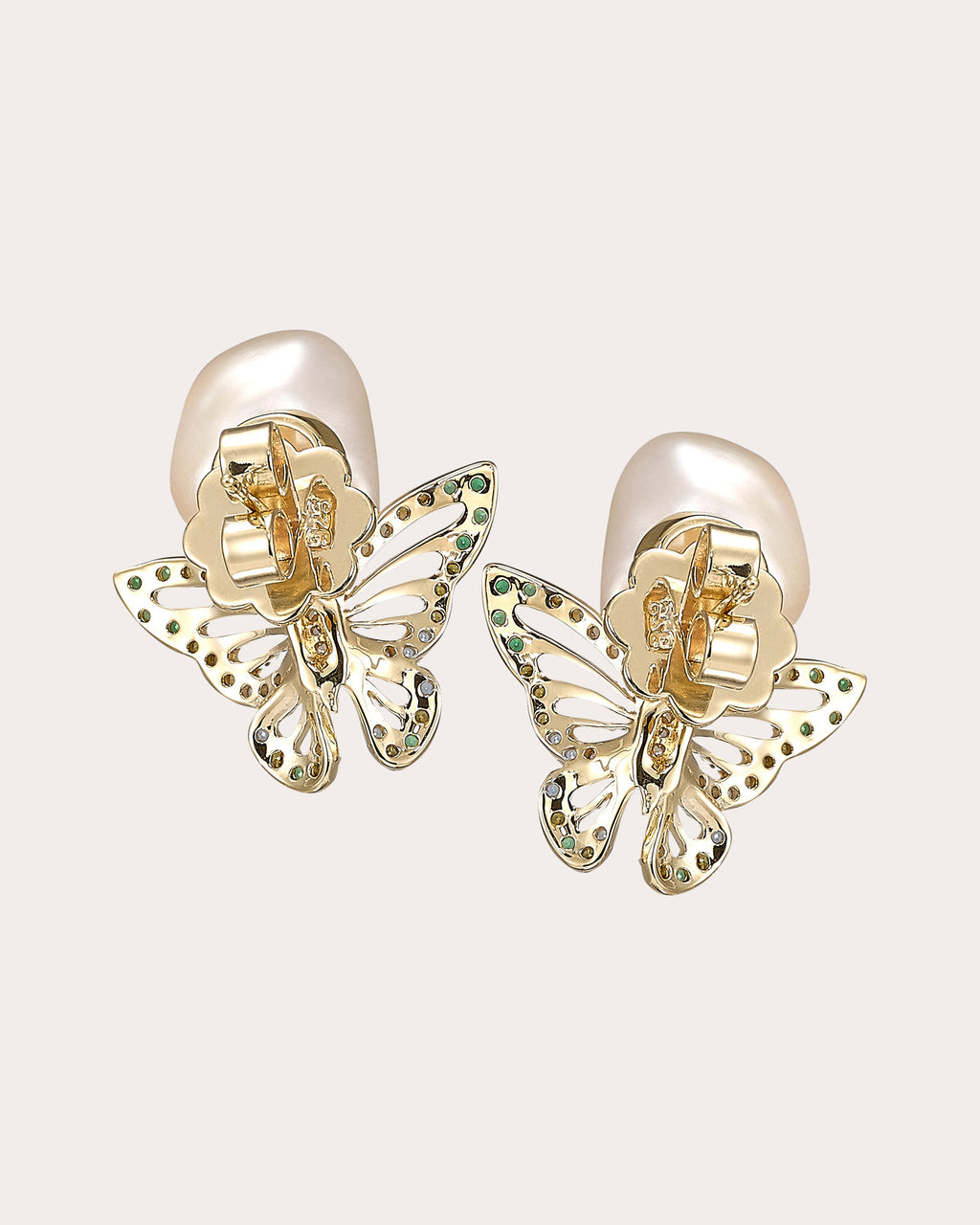 Cultured Pearl Butterfly Stud Earrings
